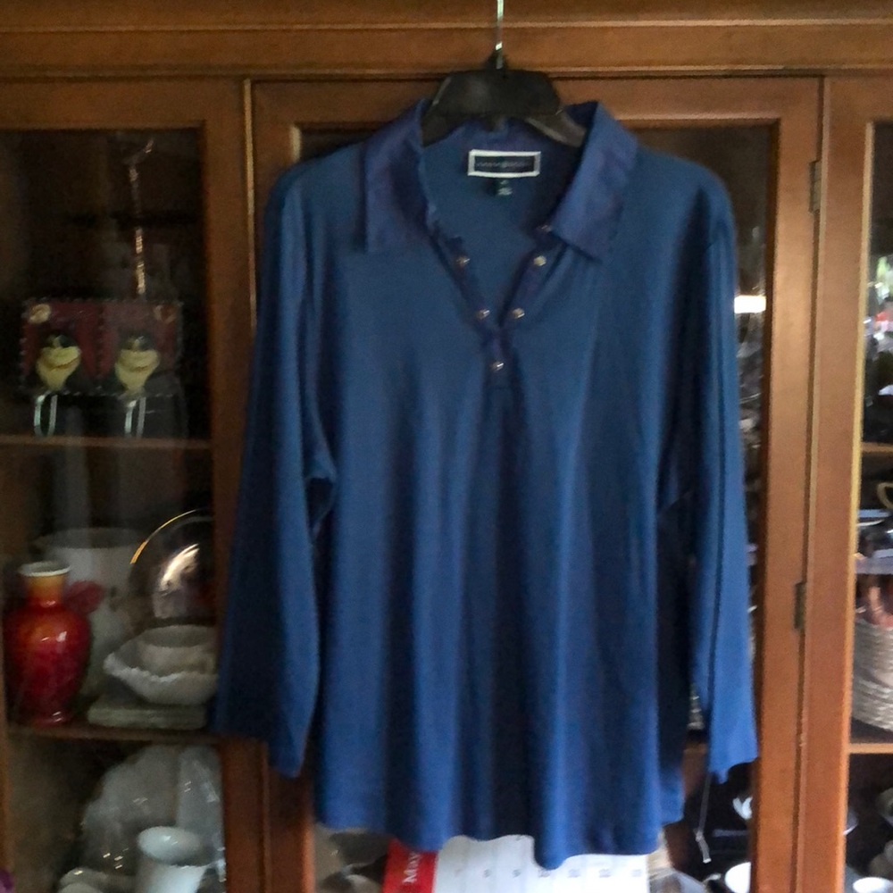New Karen Scott Blue 3/4 Sleeved Tops